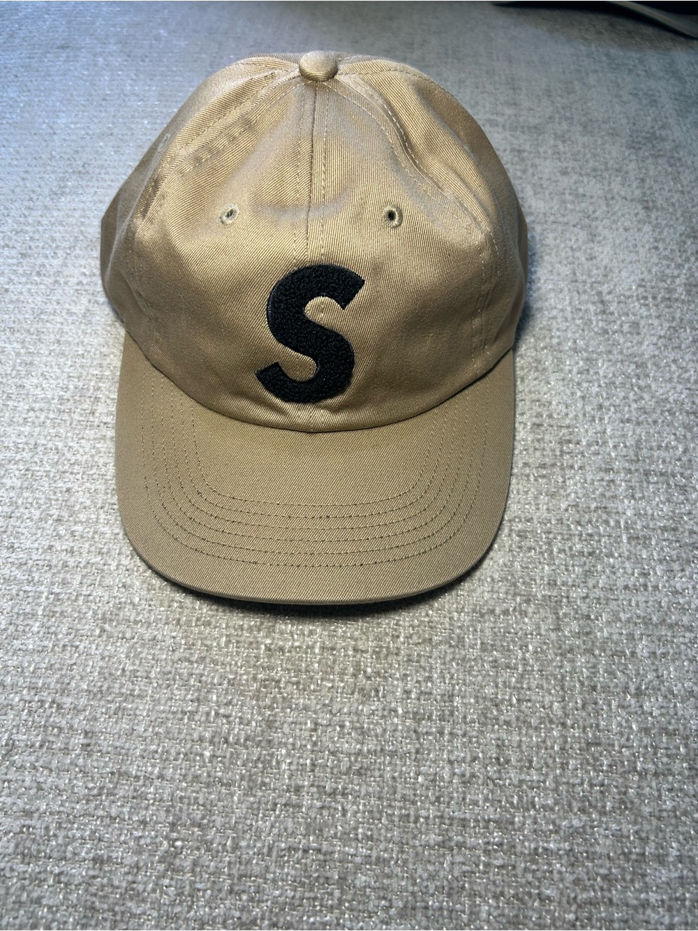 Supreme Tan Baseball Cap with Black 'S'